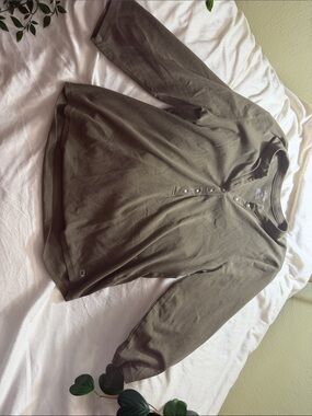 Calvin Klein Olive Green Long-Sleeve Henley Top